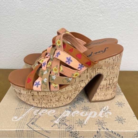 Free People Lisbon Platform Sandbar Multi Leather Suede Mule Size EU 38.5 Women - Picture 6 of 16